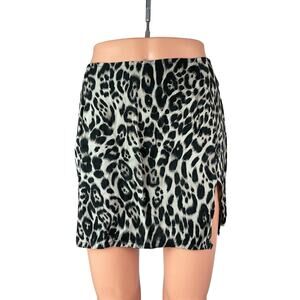 Motel Sheny Women's Animal Print High Rise Slit Mini Pencil Bodycon Skirt Sz XS